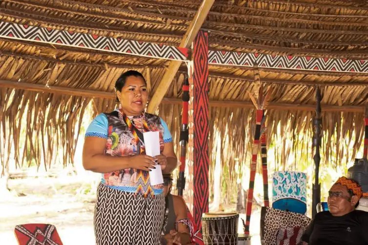 Alyton Sotero/ Instituto Samaúma. Brasília 07/12-2024 Turismo de base Indígina. Maya Shanenawa, vice cacique. Foto Alyton Sotero/ Instituto Samaúma.