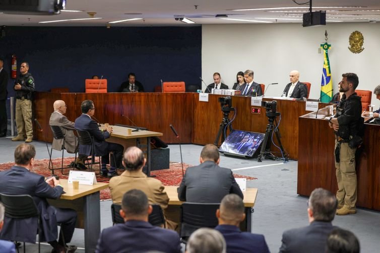 Brasília (DF), 10/06/2025- O ministro do Supremo Tribunal Federal (STF) Alexandre de Moraes começa a ouvir os réus do núcleo 1 na ação da trama golpista, os interrogatórios ocorrerão presencialmente na sala de julgamentos da primeira turma da corte.
Foto: Gustavo Moreno/STF