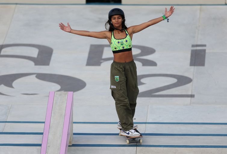 REUTERS/Pilar Olivares/Proibida reprodução Paris 2024 Olympics - Skateboarding - Women's Street Final - La Concorde 3, Paris, France - July 28, 2024.
Rayssa Leal of Brazil reacts during the final. REUTERS/Pilar Olivares
